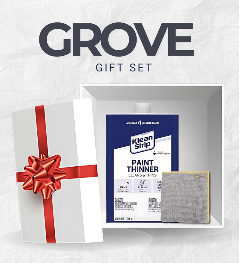 GROVE Mineral Spirits Paint Thinner 1 qt Bundle with Microfiber Cloth – Low Odor Solvent for Cleaning Brushes, Thinning Oil-Based Paint and Varnish – Gift Set (2 Items) - Image 5